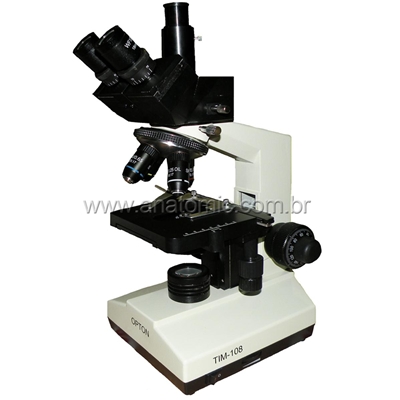 Microscópio Biológico Trinocular com Aumento 40x até 1600x, Objetivas Acromáticas e Iluminação 20W Halogênio.
